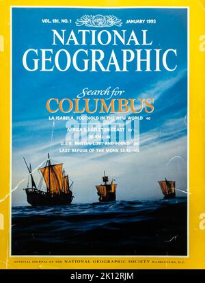 National Geographic magazine cover, January 1992 Stock Photo