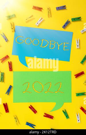 Text showing inspiration Goodbye 2022. Concept meaning New Year Eve Milestone Last Month Celebration Transition Stock Photo