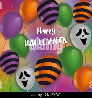 halloween greeting card with air baloons banner vector Stock Vector