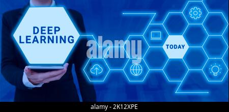 Sign displaying Deep Learning. Word Written on Hierarchical Abstractions Artificial Intelligence Algorithm Stock Photo
