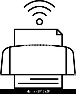Wireless printer icon in thin outline. Vector illustration. Stock Vector