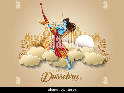 Happy Dussehra festival of India. of Lord Rama killing Ravana. vector illustration design Stock Vector