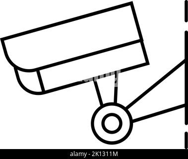 CCTV icon in thin outline. Vector illustration. Stock Vector