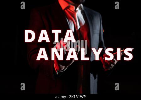 Hand writing sign Data Analysis. Business concept Translate numbers to Analytical Conclusion Forecasting Stock Photo