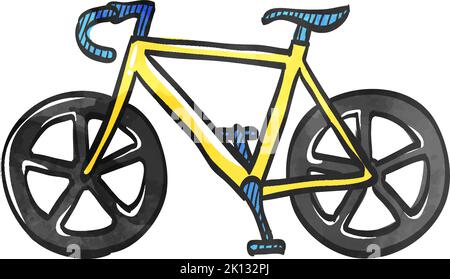 Road bicycle icon in watercolor style. Stock Vector