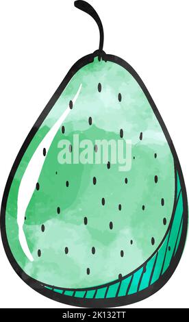 Pear icon in watercolor style. Stock Vector