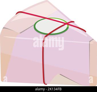 Cheese package icon. Triangular piece wrapped in paper Stock Vector