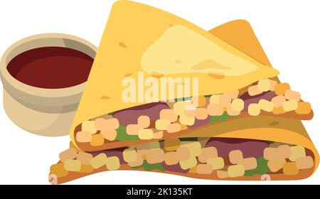 Quesadilla cartoon icon. Traditional mexican dipping food Stock Vector