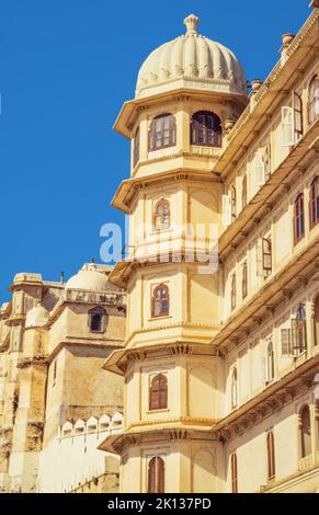 Architectural detail of the City Palace, Udaipur, Rajasthan, India Stock Photo
