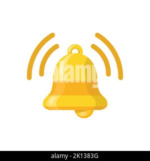 Bell icon with solid and flat color design. Stock Vector