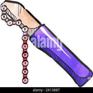 Chain whip icon in watercolor style. Stock Vector