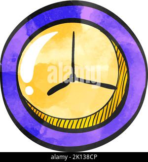 Clock icon in watercolor style. Stock Vector