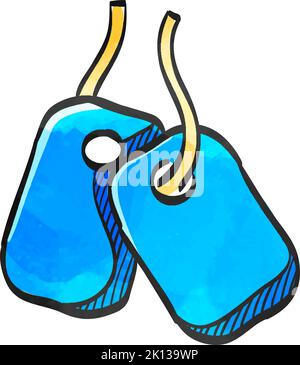 Dog tags icon in watercolor style. Stock Vector