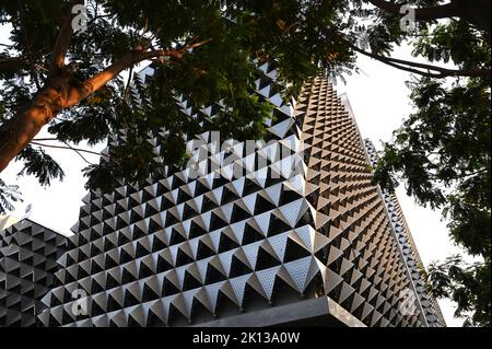 Contemporary multi story office building in business and logistics area of Navrangpura, Ahmedabad, Gujarat, India, Asia Stock Photo