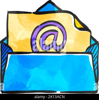 Email icon in watercolor style. Stock Vector