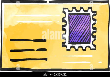 Envelope icon in watercolor style. Stock Vector