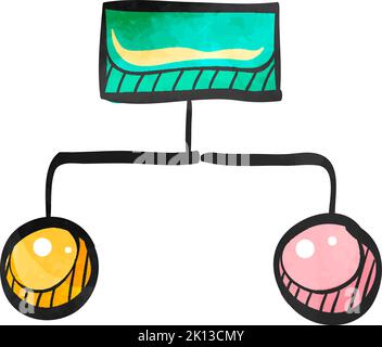 Hierarchy icon in watercolor style. Stock Vector