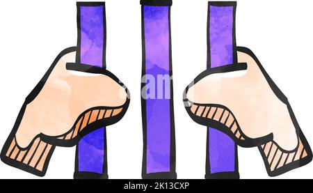 Jail icon in watercolor style. Stock Vector