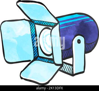 Studio lighting icon in watercolor style. Stock Vector