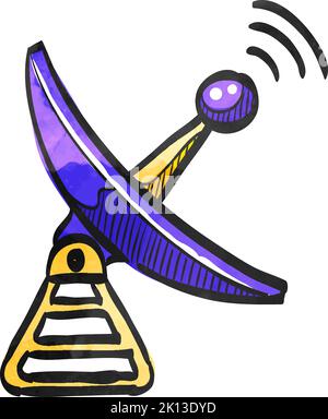 Satellite receiver icon in watercolor style. Stock Vector