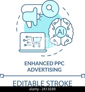 Enhanced PPC advertising turquoise concept icon Stock Vector