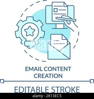 Email content creation turquoise concept icon Stock Vector