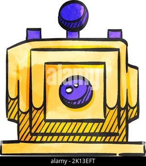 Large format camera icon in watercolor style. Stock Vector