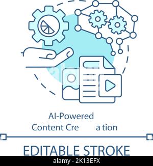 AI powered content creation turquoise concept icon Stock Vector
