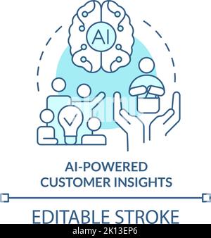 AI powered customer insights turquoise concept icon Stock Vector