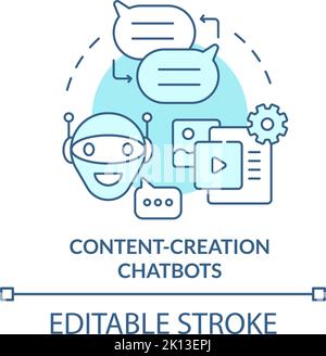 Content creation chatbots turquoise concept icon Stock Vector