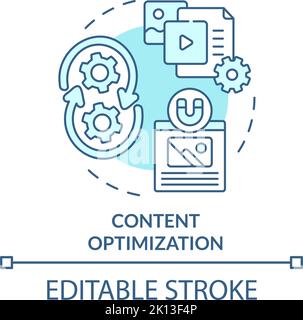 Content optimization turquoise concept icon Stock Vector