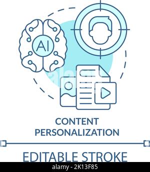 Content personalization turquoise concept icon Stock Vector