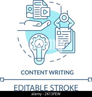 Content writing turquoise concept icon Stock Vector