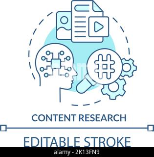 Content research turquoise concept icon Stock Vector