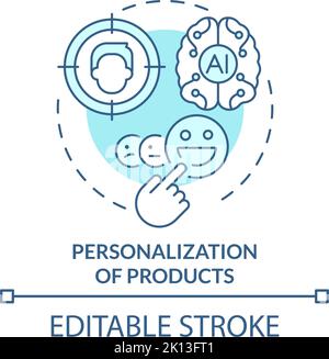 Personalization of products turquoise concept icon Stock Vector