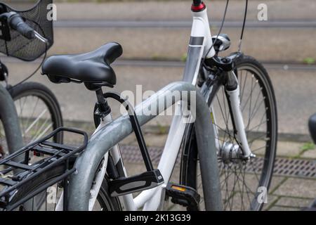 A U-lock on the bicycle Stock Photo