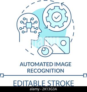 Automated image recognition turquoise concept icon Stock Vector
