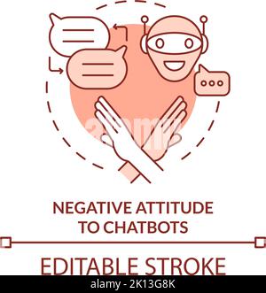 Negative attitude to chatbots orange concept icon Stock Vector