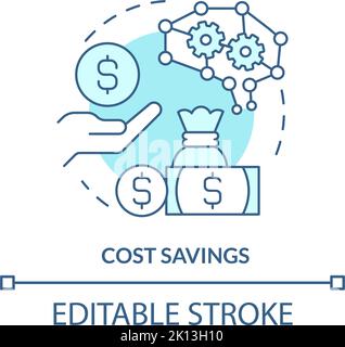 Cost savings turquoise concept icon Stock Vector