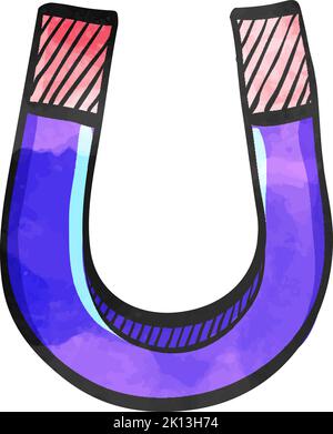 Magnet icon in watercolor style. Stock Vector
