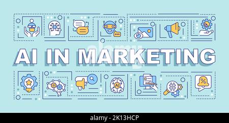 AI in marketing word concepts pastel mint banner Stock Vector