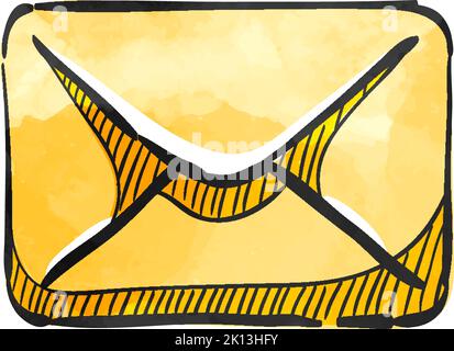 Email icon in watercolor style. Stock Vector
