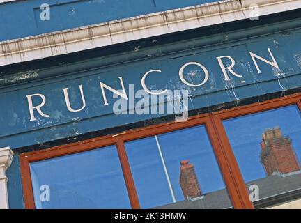 Runcorn from the Runcorn and Widnes Cooperative Society building, 71 High Street, Runcorn, Halton, Cheshire, England, UK WA7 1HU Stock Photo