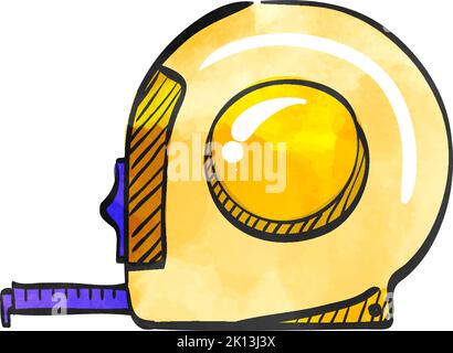 Measure tape icon in watercolor style. Stock Vector