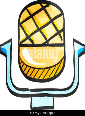 Microphone icon in watercolor style. Stock Vector