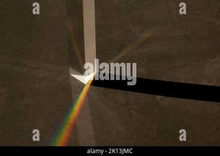 A futuristic cool background with glass prisms and light shadows on a gray surface Stock Photo