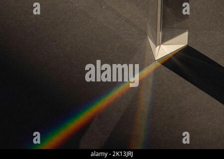 A futuristic cool background with glass prisms and light shadows on a gray surface Stock Photo