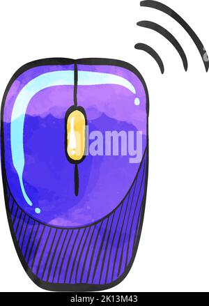 Computer mouse icon in watercolor style. Stock Vector