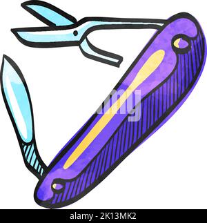 Multi tool icon in watercolor style. Stock Vector