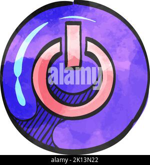 Power button icon in doodle sketch lines. On off, electronic Stock ...